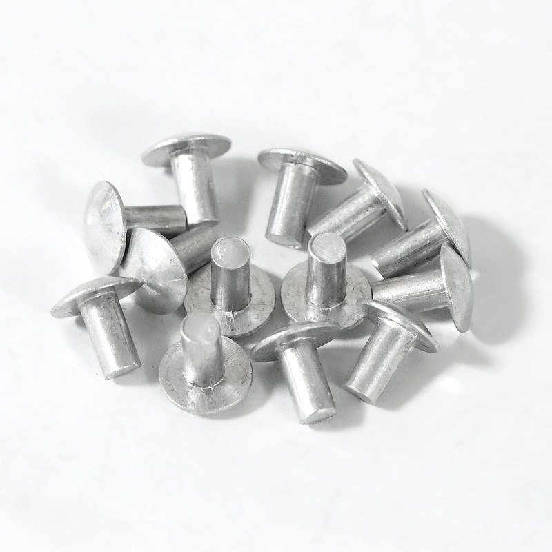 3/16" Diameter X 3/8" Length Brazier Head Solid Aluminum Rivets,