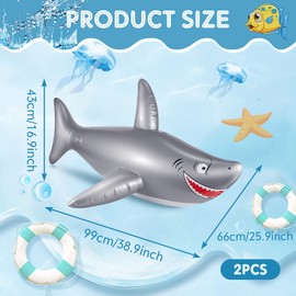 Juguete Inflable para Piscina con Flotador de Tiburón 40 Pulgadas Grande Tiburón de PVC para Decoraciones de Fiesta de Cumpleaños para Bebé Niños, Tema bajo el Mar (2 Piezas)