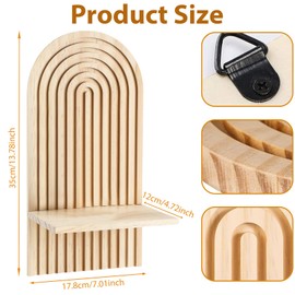 LUPATDY Wooden Wall Shelf, Boho Decorative Hanging Shelf, Wall Decoration, Bedroom Shelves, Wall Shelves, Round Floating Shelf, Balcony, Bathroom, Children's Room, Living Room Decoration (Wood)