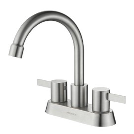 RODDEX Bathroom Sink Faucet 4 Inch Centerset 2 Handle Lavatory Vanity Faucet with Two Water Supply Lines and 360 Rotating Faucet Fits 2 Hole for Bathroom Sink Vanity RV Restroom, Brushed Nickel