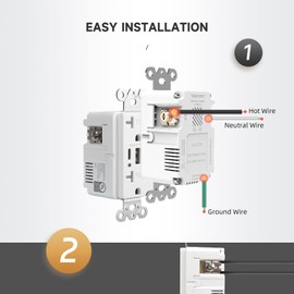 ALASTECH 5Pack USB Wall Outlet, 6.0 Amp Charging Power Outlet with 3 Ports (Type A & Type C), 20A Tamper Resistant Receptacle Plug, UL & FCC Listed, White
