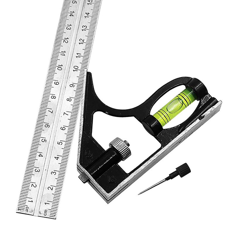 DollaTek 300mm stainless steel multi-function combination square for woodworking