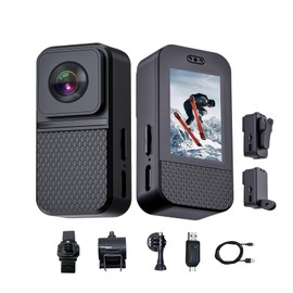 Ahheyie Video Camera HD1080P Camcorder with 0.96“ Screen, 160° Wide Angle Fisheye Lens Webcam Back Clip Body Camera Pocket Sport Camera Puppy Camera Mini Action Camera