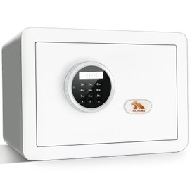 TIGERKING Small Safe Box for Home, 1.2 Cubic Feet White Safes Box with Digital Lock, Easy Assembly, Secure Electronic Locking Mechanism, Compact Personal Safe for Valuables