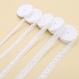 ToBeit - Cinta de encaje de algodón para manualidades, ribete festoneado para álbumes de recortes, regalo, envoltura de encaje de ganchillo, cinta para manualidades, Blanco (5 estilo), 1