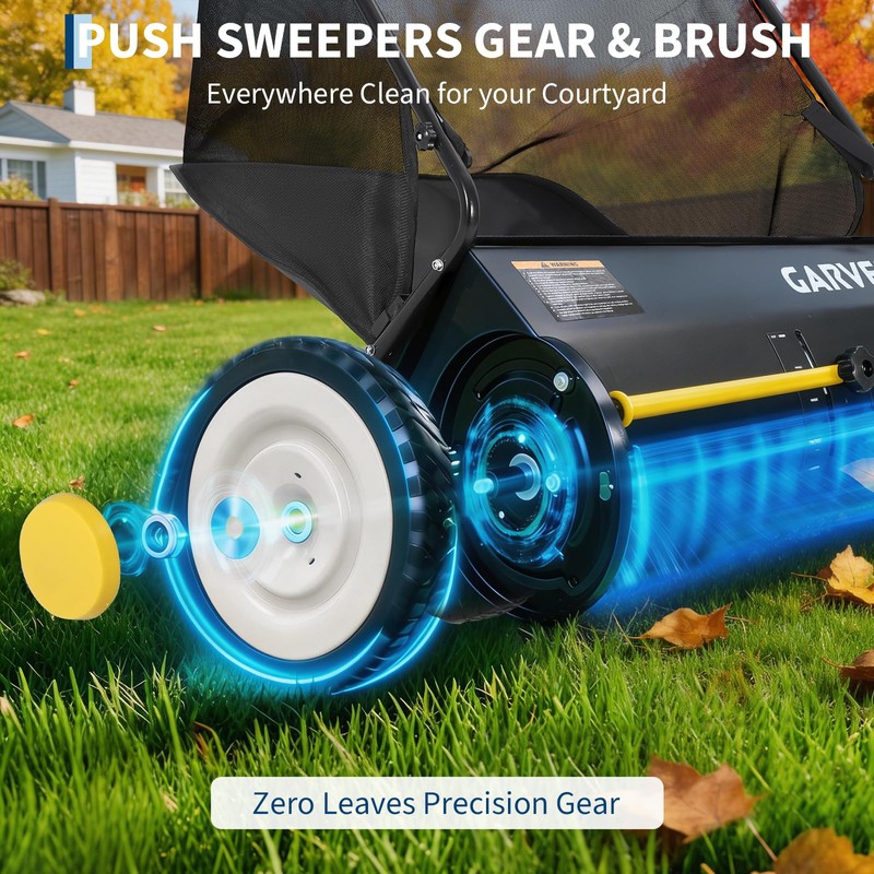 26 in Heavy-Duty Push Lawn Sweeper - 4 Spinning Brushes,