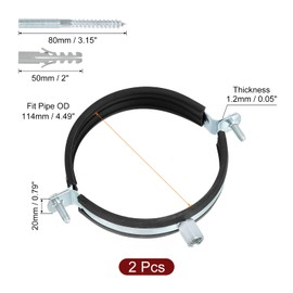 uxcell 2 Pcs Adjustable Pipe Bracket Clamp, 4-1/2"(114mm) Wall Ceiling Mount Split Ring Pipe Hanger Galvanized Iron Pipe Strap Support with Screw & Expansion Tube for Pipe Tube