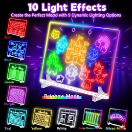 16" Led Drawing Board for Kids with 18 Tracing Pages - 4 Modes & Acrylic Dry Erase Led Note Board with 7 Colors, Light Magic Boards for Writing Art Toys, Christmas & Birthday Gifts for Girls Boys