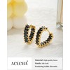 ACECHA Cubic Zirconia Hoop Earrings for Women Emerald Green Black,