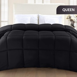 Utopia Bedding Comforter Duvet Insert, Quilted Comforter with Corner Tabs, Box Stitched Down Alternative Comforters Queen Size (Black)