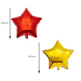 8PCS 32 Inch Fire Balloons Large Flame Balloons Aluminum Foil With Red Gold Star Mylar balloons Fire Decorations Curve Foil Firefighter Party Favors Fireman Theme Party