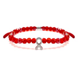 LAMIBEE Bracelet For A Cause, Crystal Bead Bracelet, Awareness Ribbon Bangle Bracelets, Wristbands for Awareness, Protection Surfer String Bracelet for Men, Women, Medium, No, crystal