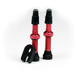 RaceReady 2 Tubeless Presta Valves.40mm.Ultra-lite Alloy + 1 Valve Core Tool (Color: Red)