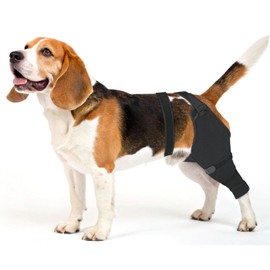 Dog Rear Leg Sleeve to Stop Licking, Hind Leg Protector After TPLO Recovery, ACL Surgery, Wounds or Skin Issues, Soft Breathable Comfortable Cover for Large Medium Small Dogs, L,Right, Black