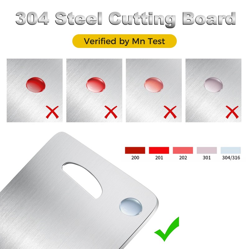 URMONA 3 PCS 304 Stainless Steel Cutting Board For Kitchen,