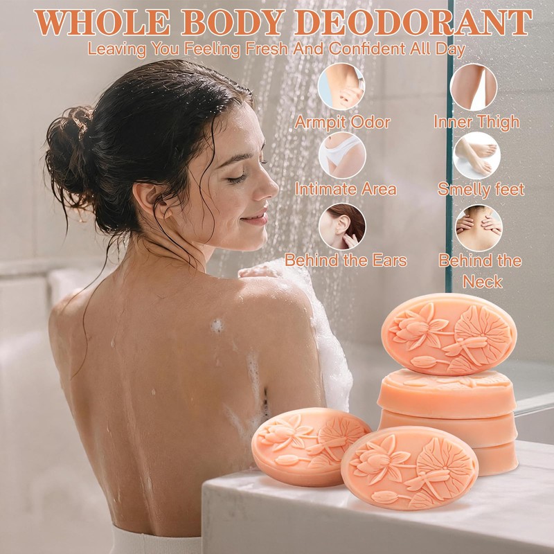 6PCS Persimmon Soap Bar for Body Odor Control, Natural Cold