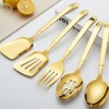 Kitchen Utensils Set 5 PCs Gold Serving Spoon Slotted Spoon