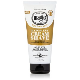 Razorless Shaving Cream for Men by SoftSheen-Carson Magic, Hair Removal Cream, for Bald Head Maintenance, No Razor Needed, Depilatory cream works in 4 Minutes for Coarse Curly Hair, 6 oz