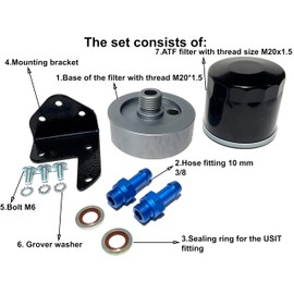 Universal Bracket - Spacer F02 10 mm 3/8 for CVT variator filter with ATF filter M20x1.5 Remote CVT Oil Filter Mount, It can be installed on a car, SUV, truck or special equipment