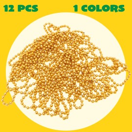 JOYIN 12 PCS Mardi Gras Beads Necklace, Gold Bead Necklace Metallic Colors Necklaces Set for Mardi Gras Party Favors Supplies, Costume Accessories, Masquerade Decorations