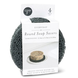 Core Home Round Self Draining Soap Saver Holder for Kitchen Bathroom and Soap Dish 4.25 Inch Polyvinyl Graphite Gray Pack of 4