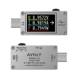 AVHzY Medidor de potencia USB USB 3.1 Tipo-c Probador multímetro digital Probador de corriente Detector de voltaje DC 26V 6A PD 2.0/3.0 QC 2.0/3.0/4.0 pps Trigge