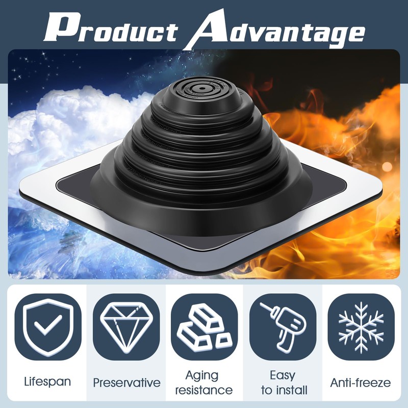 Yaocom Metal roof Vent Boot Chimney Flashing roof Jack Pipe