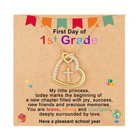 ESPVO 1st Grade First Day of School Gifts Necklace Kids 6 Year Old Teen for Girls Little Cute Girl Stuff Jewelry