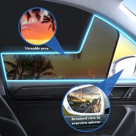 XWUX Pack of 2 Sun Protection Car Curtain for Driver, Spliced Magnetic Sun Visor, Side Window with Half Shade, Sun Protection Car Front Window, Window Blackout (Front Window)