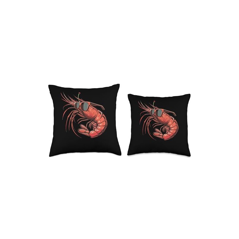 Cherry Shrimp With Sunglasses Throw Pillow