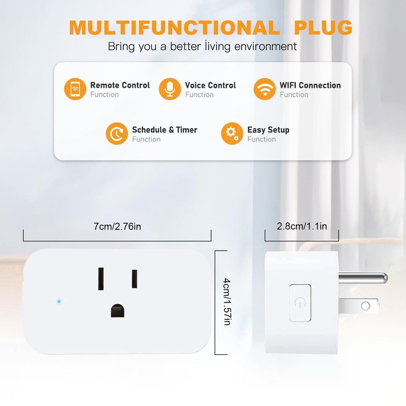 2 Pack Matter Smart Plug, 15A Wi-Fi Outlet Compatible with