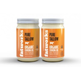 Fatworks Organic Grass-Fed Beef Tallow, Certified Organic Non-Gmo Pasture-Raised Beef Tallow, sourced from several small family ranchers, KETO friendly, exclusive to Fatworks, 14 oz.