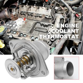 Vkinman Engine Thermostat Assembly RT-1169 RT1169 Replacement for Ford 6.0 Powerstroke 2003-2007 F250 F350 Super Duty, for 2003-2005 Excursion, for 2004-2010 E350, Replaces 3C3Z-8575-AA 3C3Z8575AA