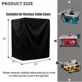 Table Saw Cover, Heavy Duty 420D Waterproof Dustproof Miter Saw Protector for Jobsite & Workshop (Black,35"W x 27"D x 38"H)