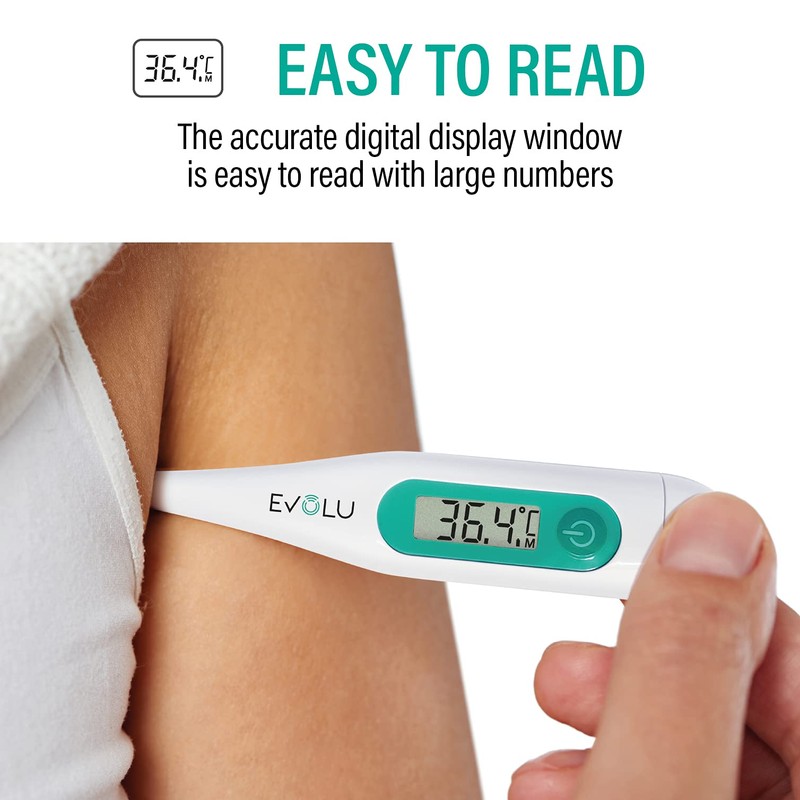 Evolu Waterproof Digital Thermometer - Temperature Measurement in Mouth, Rectal
