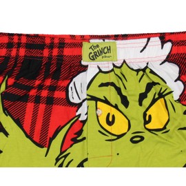 Dr. Seuss The Grinch Men's Don't Be A Grinch Plaid Boxers Underwear Lounge Sleepwear (Small) Multicolored