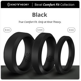Knot Theory - Anillo de Silicona para Hombre, 6 mm, Talla 12, Color Negro