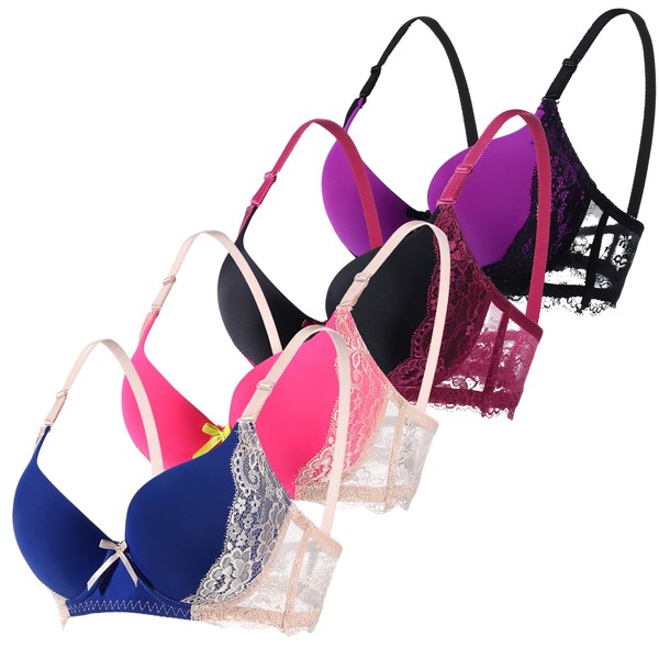 YooMee Push Up Bra for Women,Lace Bras with Underwire Cups,Comfort