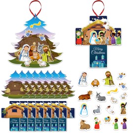JUESMOS 24PCS Make a Nativity Scene Stickers for Kids 2025 Religious Nativity Sticker Crafts School Classroom Christmas Activities for Kids Funny Paper Crafts for Christmas Party Decorations