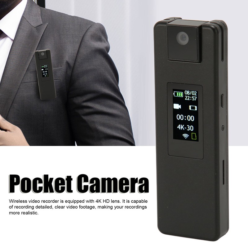 Body Worn Camera Wireless WiFi 4K Motion Monitoring Function Large