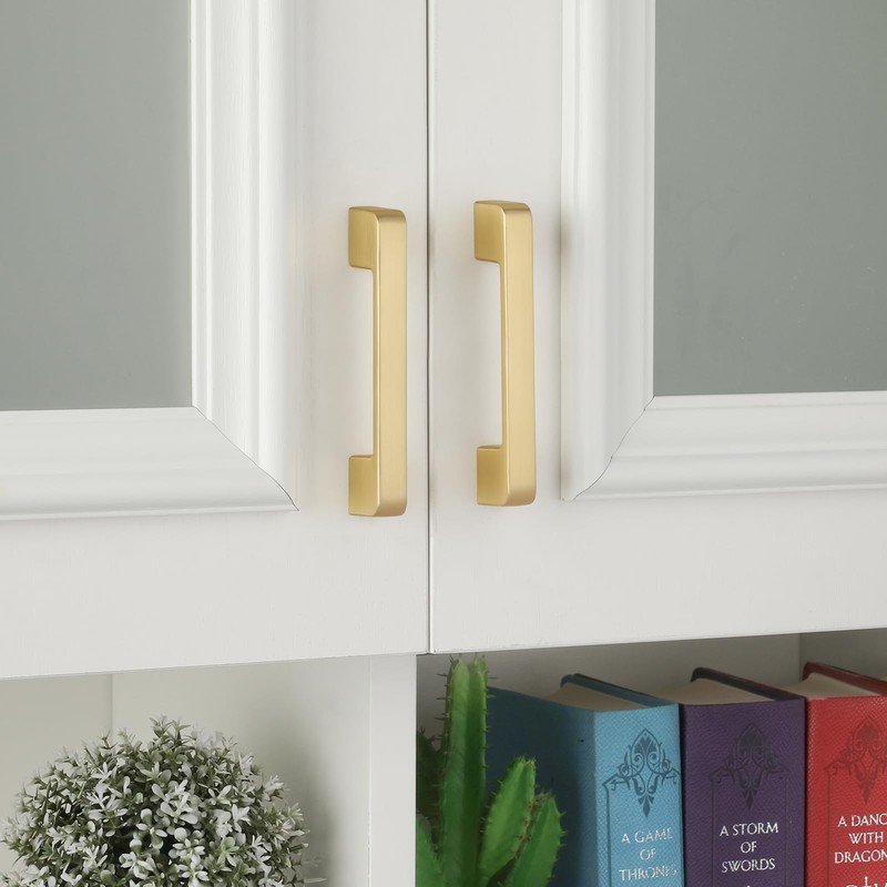 Lepatape 5 Pack 4 Inch Brushed Gold Cabinet Pulls Brushed