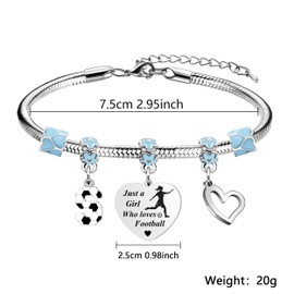 LUXYSODE Football Initial A-Z Bracelet Football Gifts for Girls Football Gifts Football Bracelet Football Players Gift Just A Girl Who Loves Football (S)