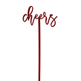 The Cotton & Canvas Co. Cheers Drink Stirrers, Party Cocktail Sticks, Holiday Swizzle Sticks, New Years Party, Wedding, Christmas, Custom Drink Marker, Set of 12, Burgundy