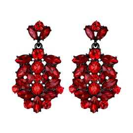 EVER FAITH Crystal Earrings Austrian Crystal Costume Party Art Deco Bridal Banquet Dangle Stud Earrings Clear Silver Tone for Women, Crystal