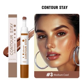 Liquid Contour Long Wear Bronzer Cream Contour Makeup – Long Lasting, Blendable & Lightweight Formula – Vegan & Cruelty-Free Face Sculpting Stick with Built-In Sponge Applicator (#3 Medium Cool)