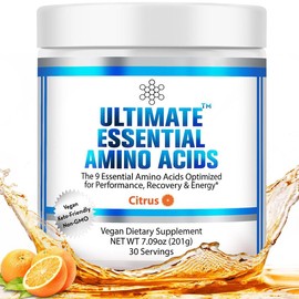 Ultimate 100% Essential Amino Acids Powder All 9 EAAs with 40% Leucine in Optimized BCAA Ratio - Increase Energy, Muscle & Recovery - flavor: Citrus (60 servings), size: 60 Servings
