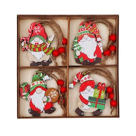 Jagowa 12pcs Wooden Christmas Ornaments, Faceless Dolls, Great for Tree Decoration, Party (Style B)