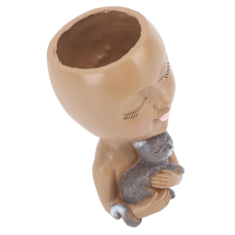 Funny Face Planter Pot Girl Head Planter Innovative Decorate Resin