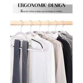 HOUSE DAY Plastic Hangers 50 Pack, Plastic Clothes Hangers Non Slip with Rubber Grip, Heavy Duty Coat Hanger with 360º Swivel Hook, Ultra Thin Hanger Space Saving Closet Organizer - White and Black