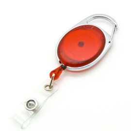 ONDEPOT 10pcs Translucent Red Carabiner Retractable Badge ID Reel Premium Quality Retractable Badge Reel